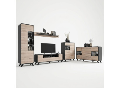 5-piece living room set with TV stand, display cabinet, shelf, wooden furniture