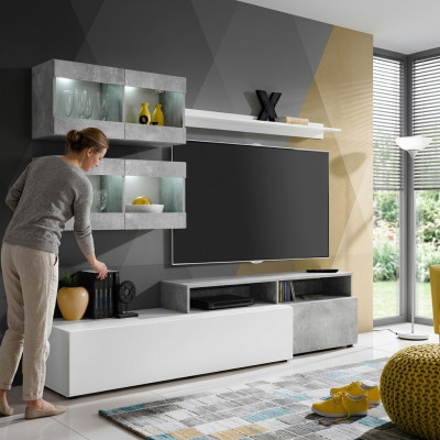 Luxury modern gray living room wall TV unit