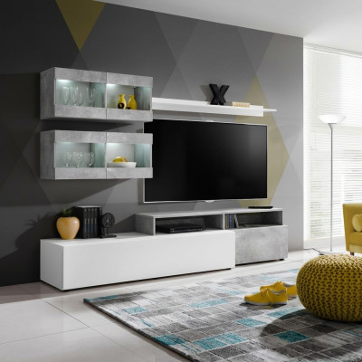 Luxury modern gray living room wall TV unit