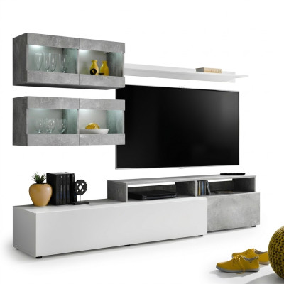 Luxury modern gray living room wall TV unit