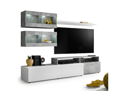 Luxury modern gray living room wall TV unit