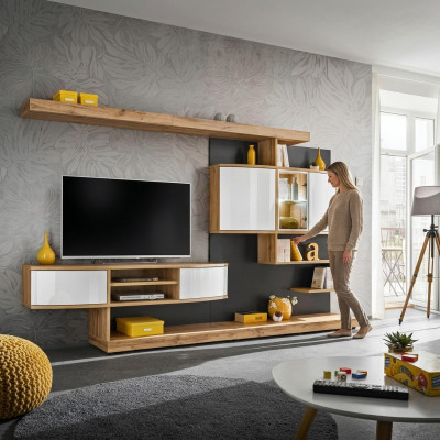 Brown wall unit furnishing luxury living room designer TV stand furniture new