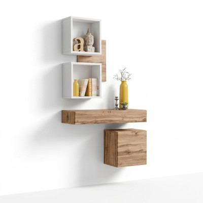 Modern 4-piece entrance ensemble with wall shelves and new cabinet