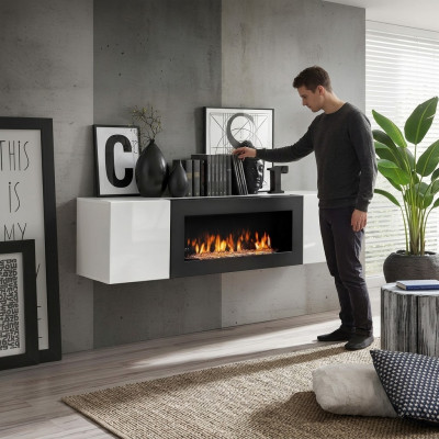 Luxury built-in wardrobe with fireplace living room furniture suspended wardrobe design decoration