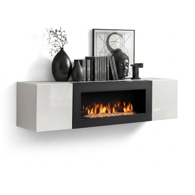Luxury built-in wardrobe with fireplace living room furniture suspended wardrobe design decoration