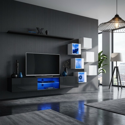 Modern complete wall unit wall shelves luxury designer set living room furniture