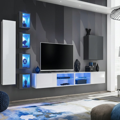 Wall unit white designer cabinet furniture living room furniture complete set