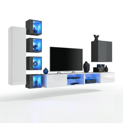Wall unit white designer cabinet furniture living room furniture complete set
