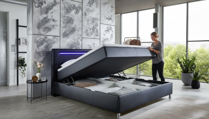Box spring bed double bed upholstered furniture artificial leather designer double luxury design
