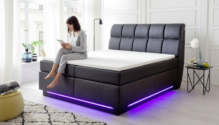 Upholstered bed bed upholstered furniture designer double luxury design 180x200cm faux leather