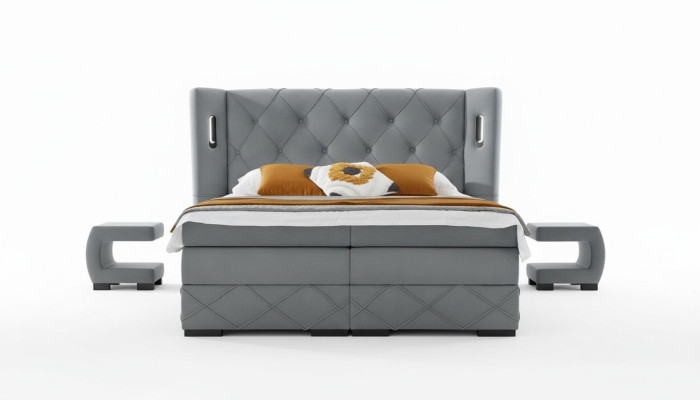 Bedroom set bed 2x nightstand modern complete luxury furniture wood furnishing