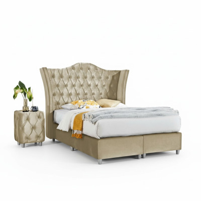 Luxury bedroom upholstered bed 2x bedside tables bed 3-piece set design furnishing