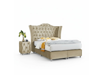 Luxury bedroom upholstered bed 2x bedside tables bed 3-piece set design furnishing