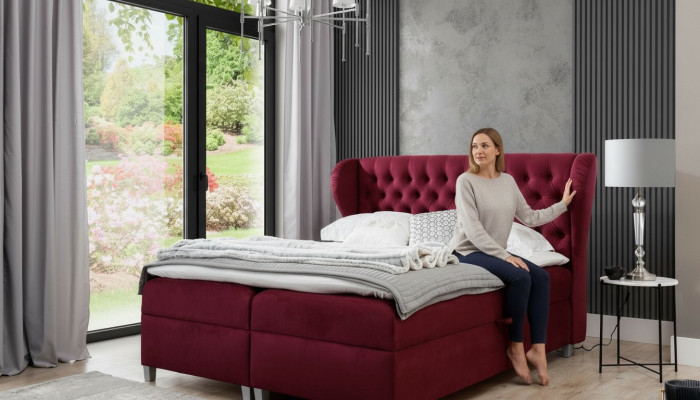 Luxury box spring bed double beds wood furnishings upholstered bed modern design