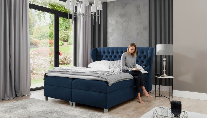 Luxury Box Spring Bed Bedroom Bed Upholstered Bed Modern 160x200cm Wood