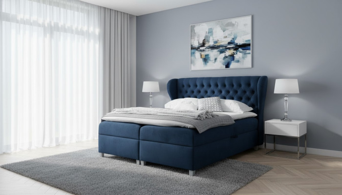 Luxury Box Spring Bed Bedroom Bed Upholstered Bed Modern 160x200cm Wood