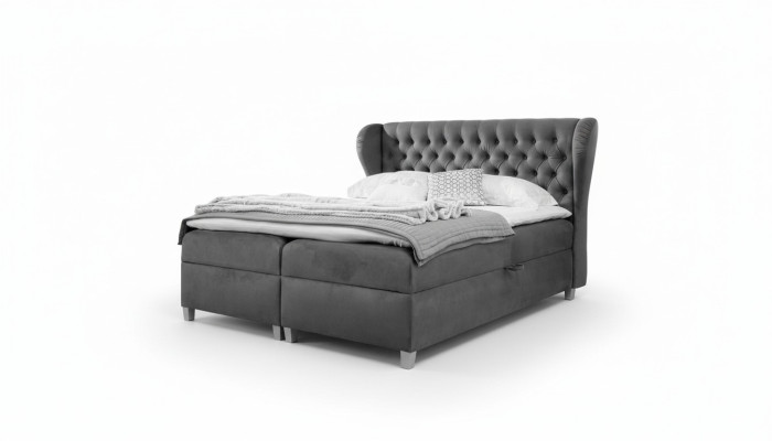 Luxury design box spring bed, upholstered bed, modern furniture, Chesterfield