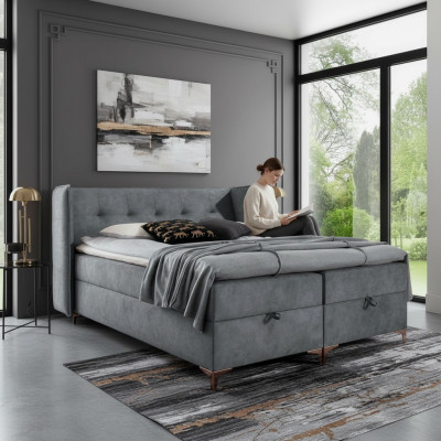 Box spring bed 160x200cm upholstery furniture luxury bed bedroom style modern