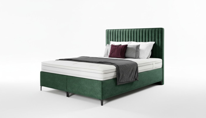 Luxury box spring bed, bedroom upholstered bed, furniture, textile, 160x200cm, wood