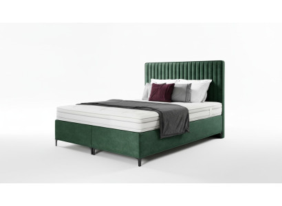 Luxury box spring bed, bedroom upholstered bed, furniture, textile, 160x200cm, wood