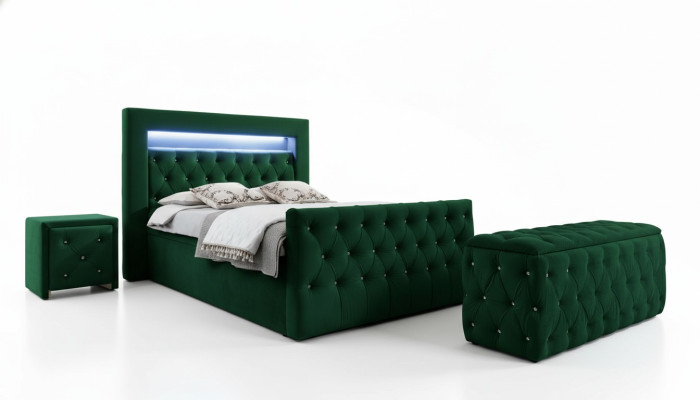Green bedroom set complete set double bed stool consoles