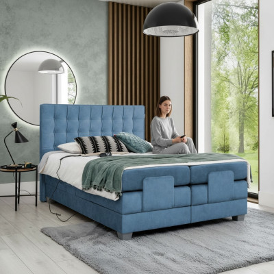 Blue Bed Bedroom Double Bed Furnishings Upholstered Bed Modern Interior