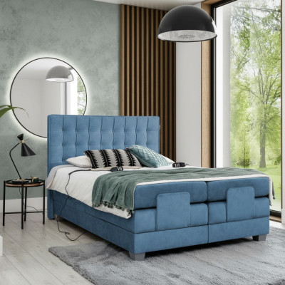 Blue Bed Bedroom Double Bed Furnishings Upholstered Bed Modern Interior