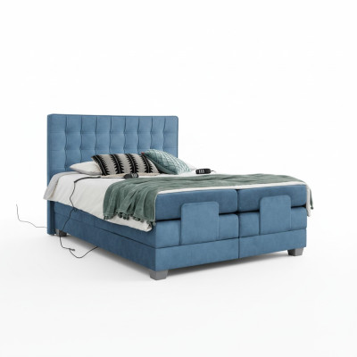 Blue Bed Bedroom Double Bed Furnishings Upholstered Bed Modern Interior