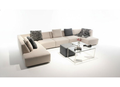 U-shaped modern corner sofa with coffee table upholstered couch living room furniture