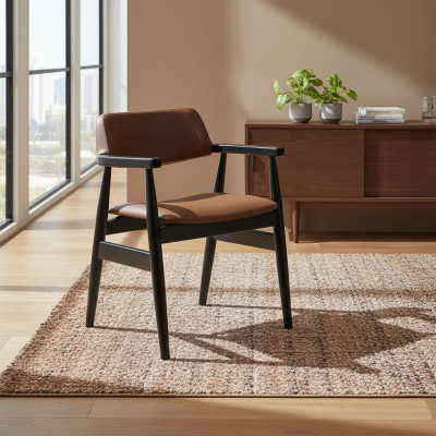 Design armchair dining room black furniture wooden chair new seat