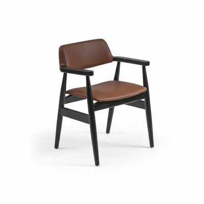 Design armchair dining room black furniture wooden chair new seat
