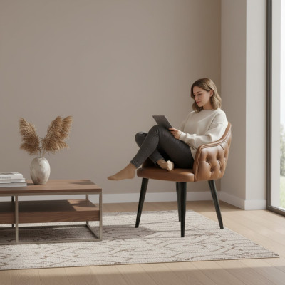 Chesterfield chair with armrests designer dining room modern furniture