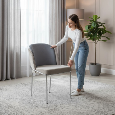 Designer chair luxury gray chairs new furniture dining room upholstery interior