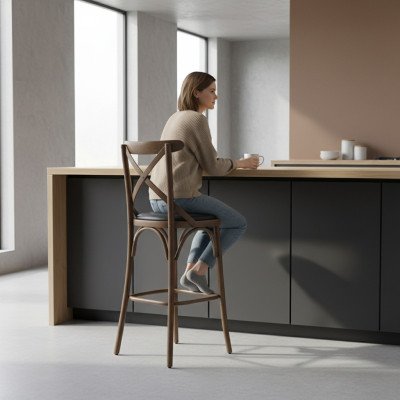 Designer bar stool modern wood chair furniture dining room chair furnishings
