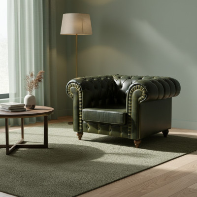 Chesterfield Armchair Green Modern Design Seat New Furniture Living Room