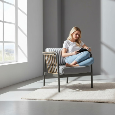 Chair Modern Gray Seat Living Room Design Furnishing New Furniture