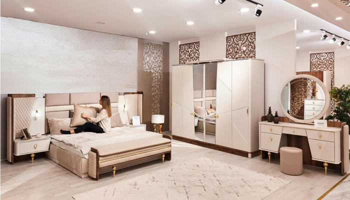 Luxury dressing table with mirror modern bedroom design furniture