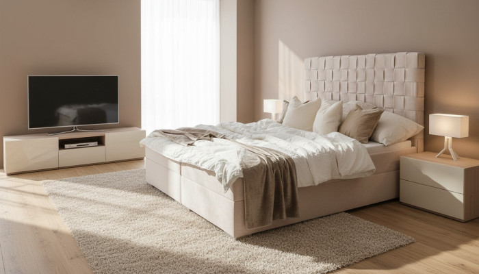 Upholstered bed beds beige upholstery designer luxury design 180x200 double bed