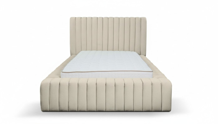 Luxury bedroom bed double bed wood upholstery beds bed frame beige