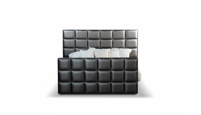 Bedroom beds, faux leather luxury bed, box spring bed 180 x 200 cm.