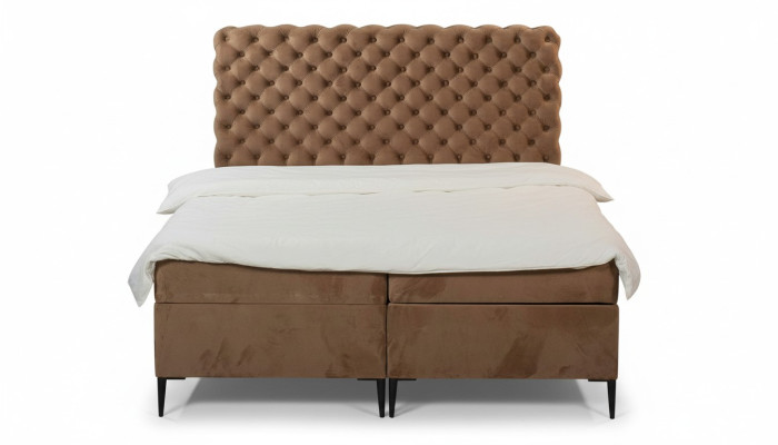 Textile bed brown luxury double Chesterfield bedroom design beds