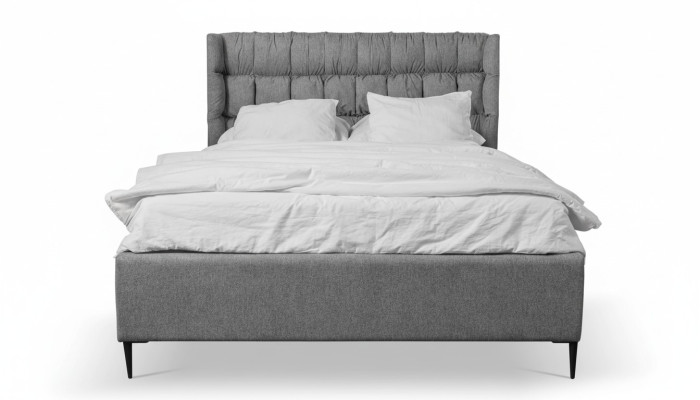 Gray double bed classic bedroom furniture design elegant fabric bed