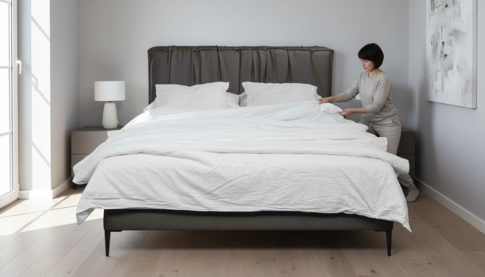Gray double bed upholstery beds bed drawer design elegant fabric bed