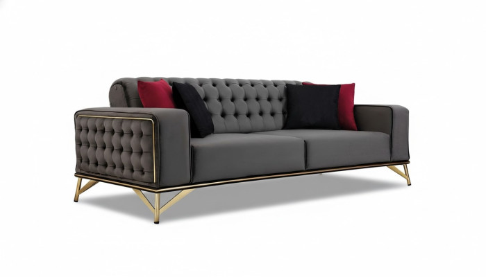 Designer Sofa 3-Seater Chesterfield Couch Upholstered Sofas Design Brown