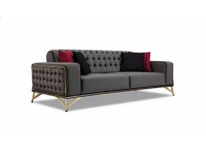 Designer Sofa 3-Seater Chesterfield Couch Upholstered Sofas Design Brown