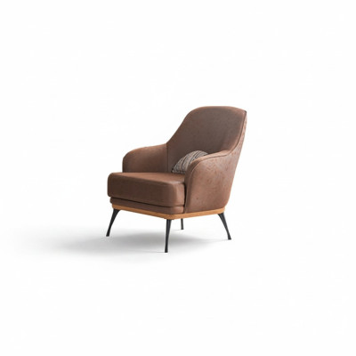 Cozy designer armchair made of brown fabric for the living room new