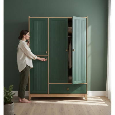 Luxurious green wardrobe wooden furniture for children's rooms novelty
