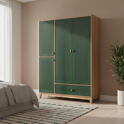 Luxurious green wardrobe wooden furniture for children's rooms novelty