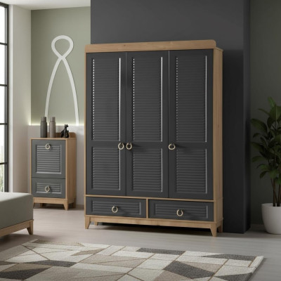 Wardrobe Grey Wood Cabinet Design Children's Room Wardrobes