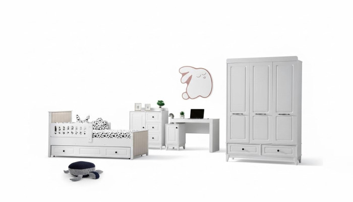 Modern complete youth room luxury children's room set 4-piece white color new